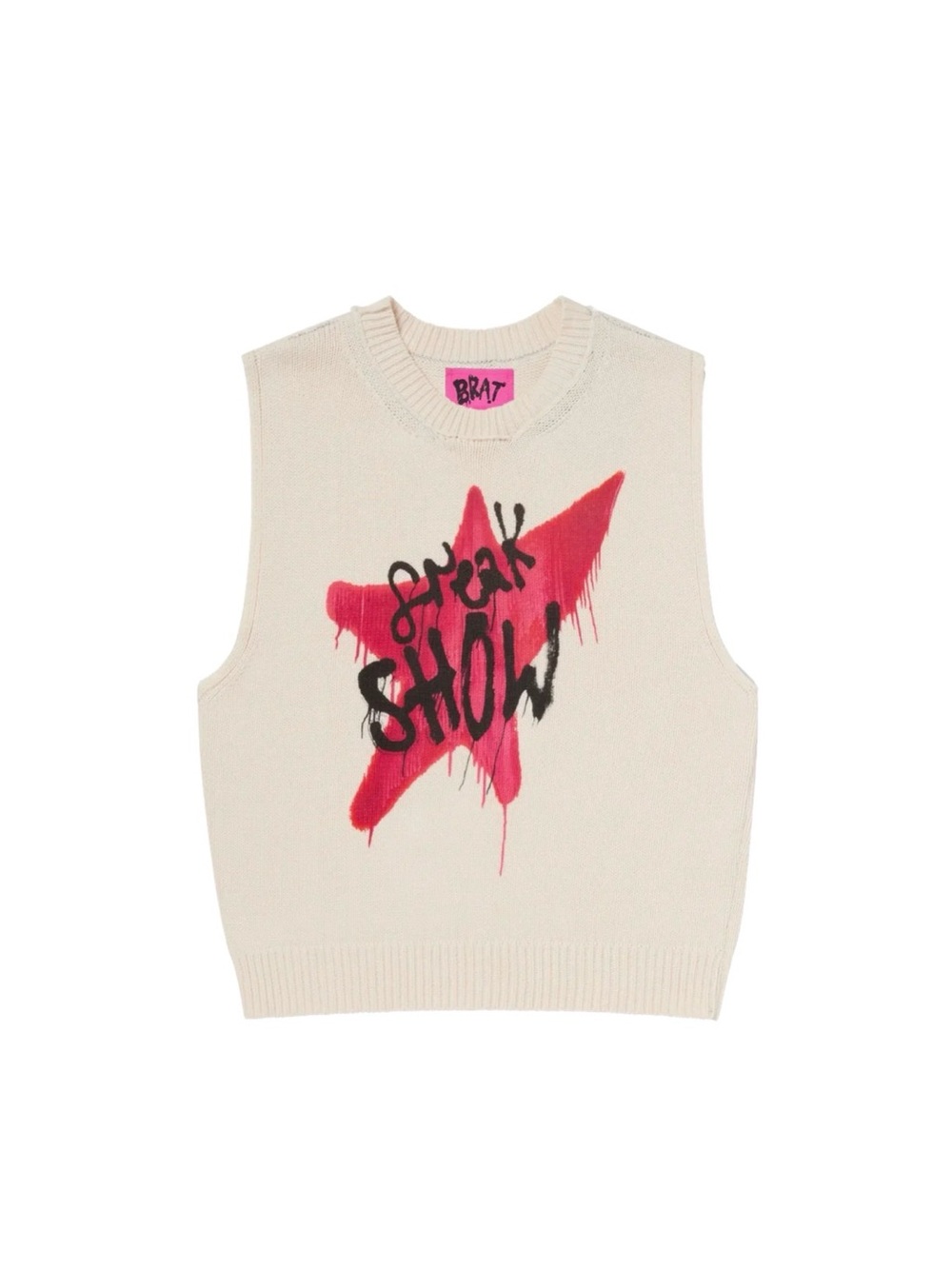 NWT Yungblud BRAT Pink and White FREAK SHOW soft Knit Sweater Unisex